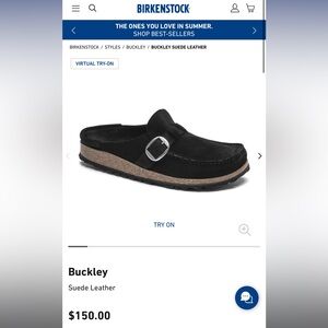 Birkenstock Buckley Suede Leather Black Womens Clogs